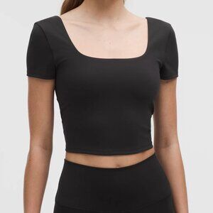 Lululemon Wunder Under SmoothCover Square-Neck T-Shirt, Black, NWT